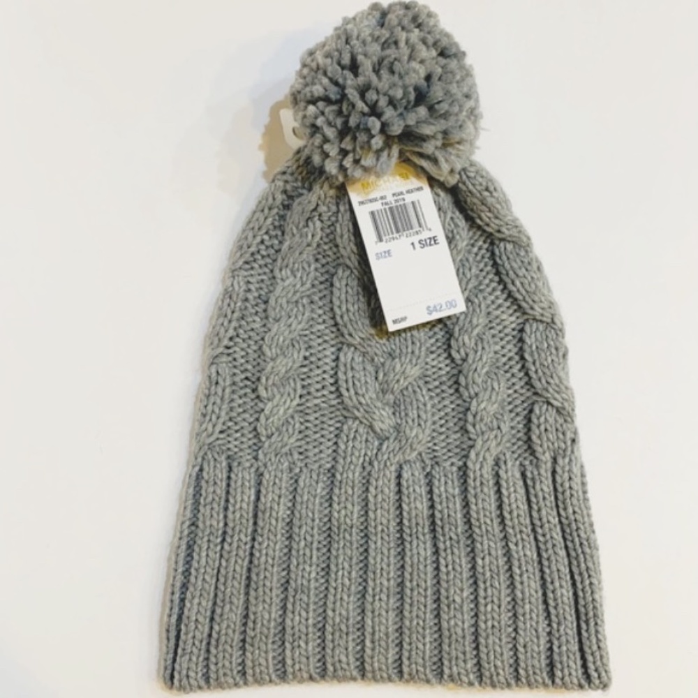 NWT - Michael Kors Grey Pom Pom Cable Knit Beanie - Picture 4 of 9